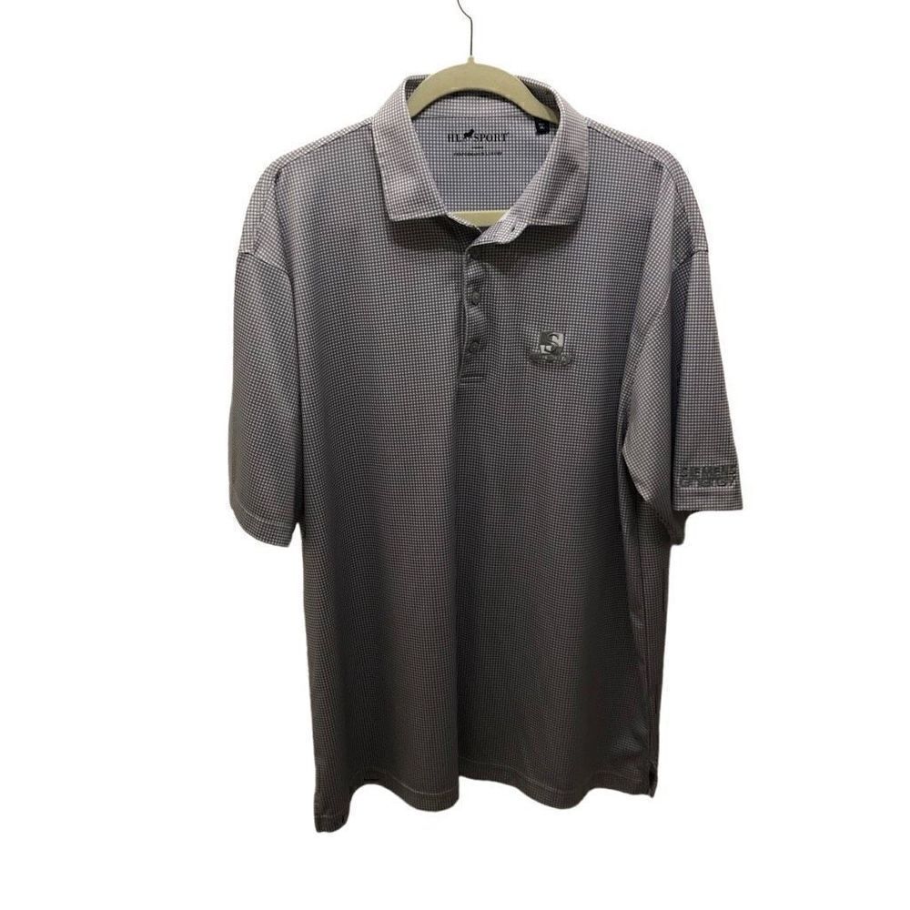 HL Sport Polo Grey White Gingham Check Polo Performance Luxury (XL)